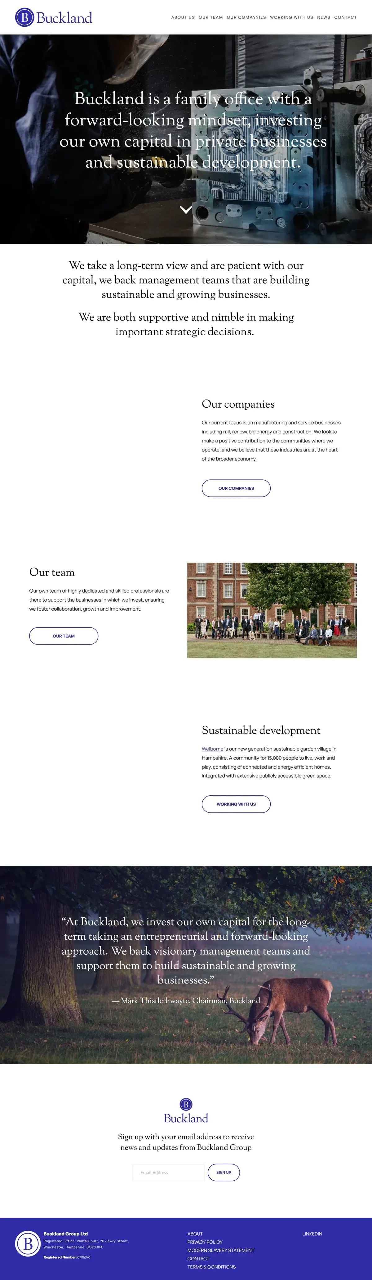 bucklandgroup.co.uk, scrolled from the top