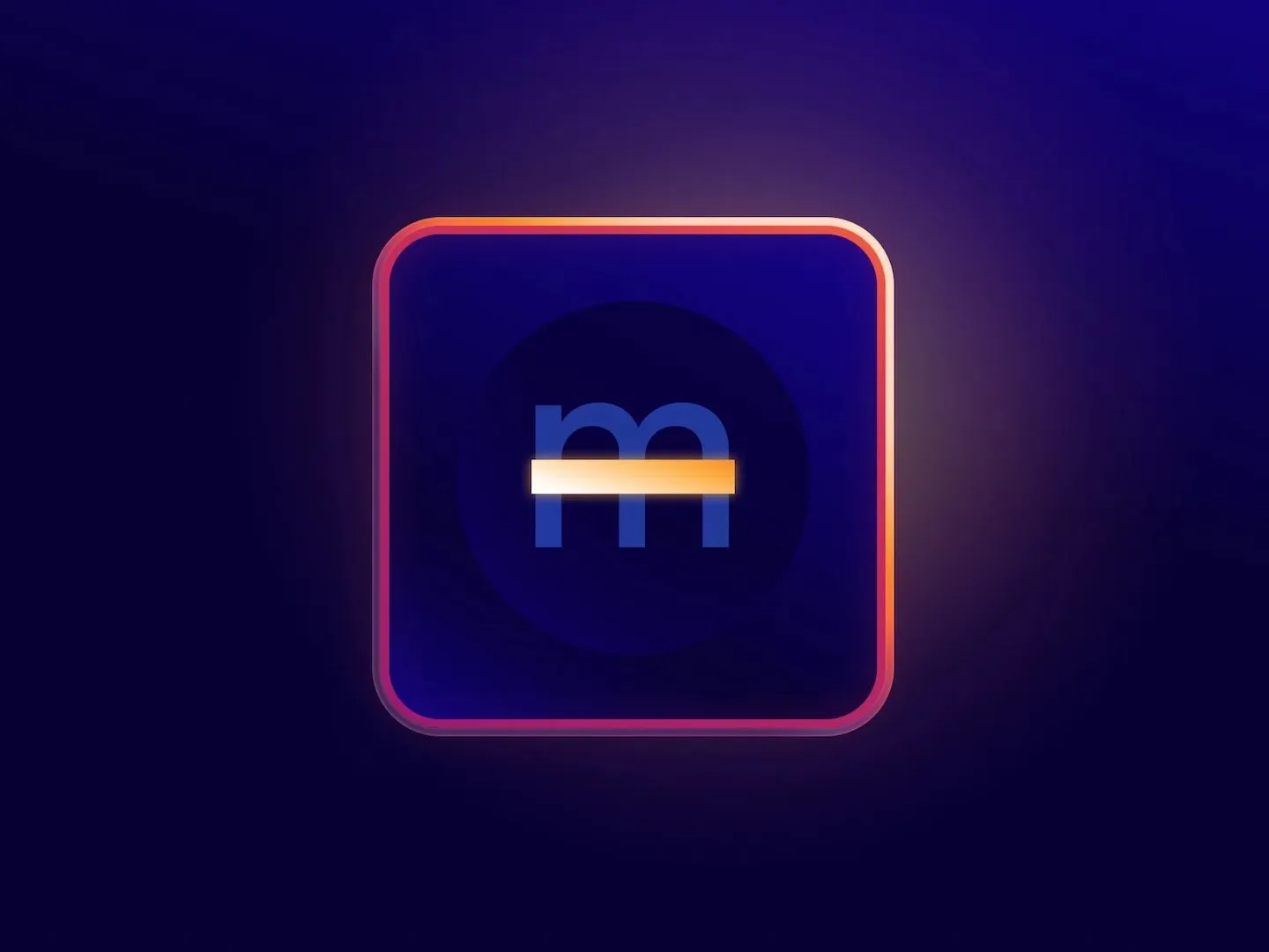 The EmDash logo — an "m—" mark glowing on a dark blue background