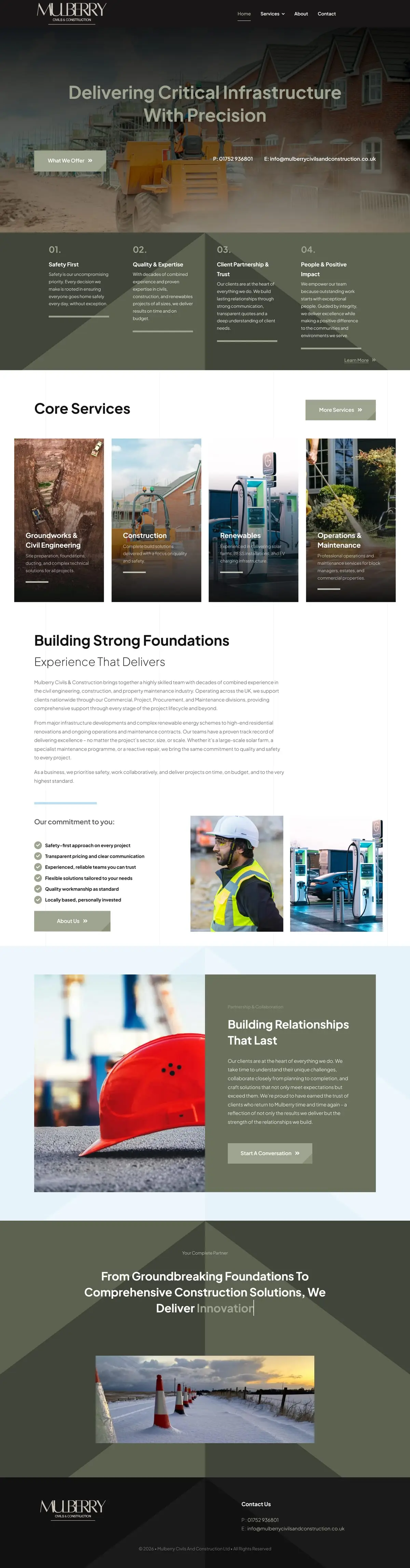 mulberrycivilsandconstruction.co.uk, scrolled from the top